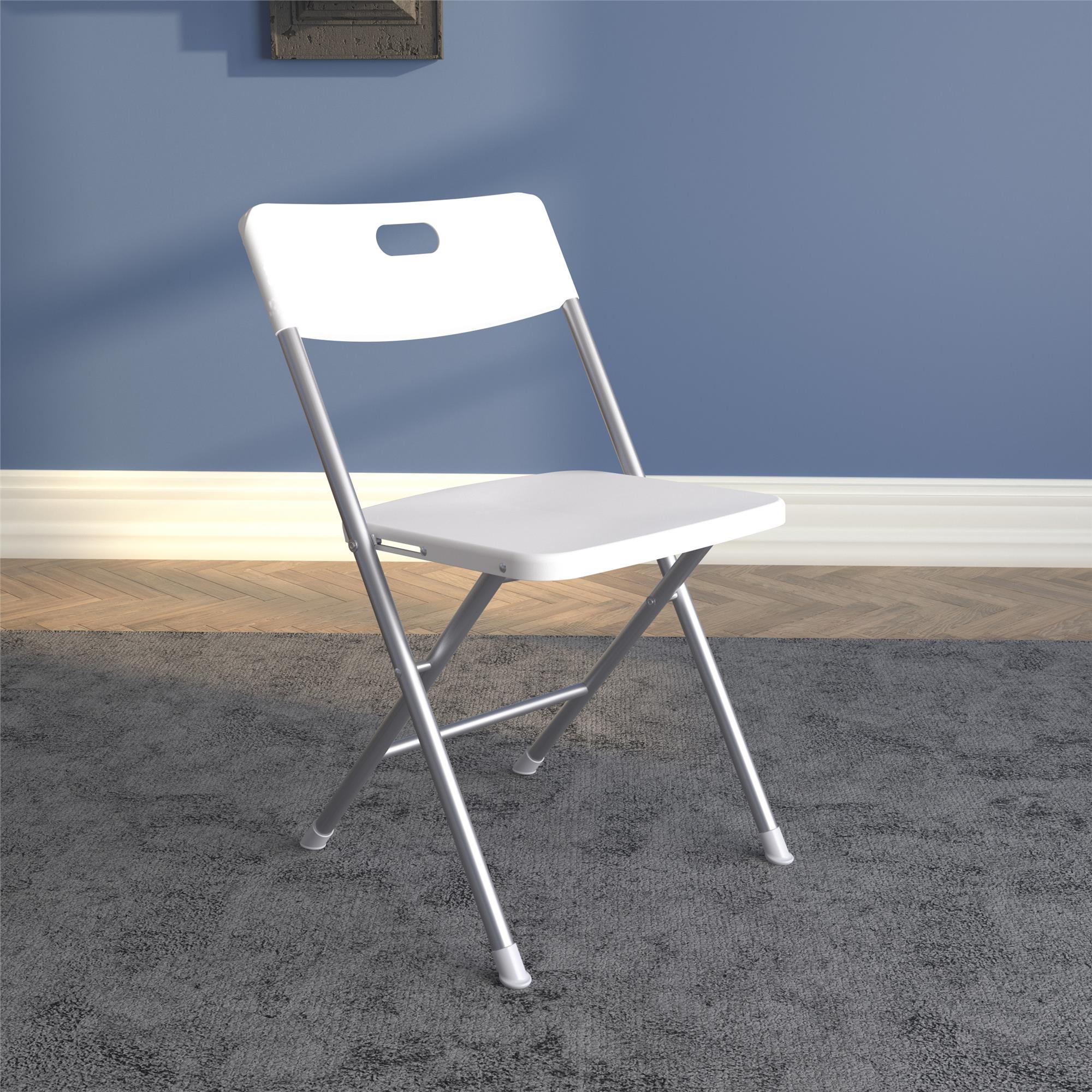 Mainstays Resin Seat & Back Folding Chair, White, 4-Pack - open_box