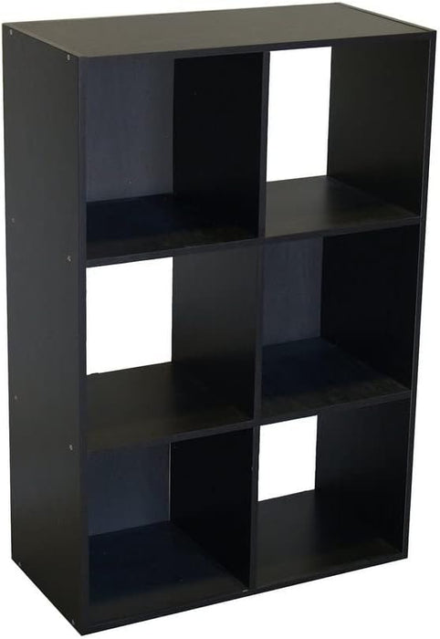 Proman Products 6 Cube Storage Organizer Bookcase, 36" H x 24" W x 12" D, Black - new