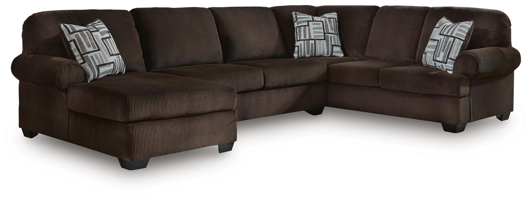Landsings Chocolate 3-Piece Sectional with Chaise