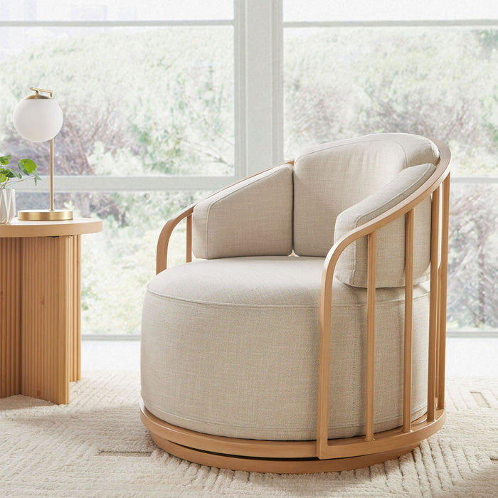 Better Homes & Gardens Lillian Swivel Birdcage Chair, Cream Linen - new