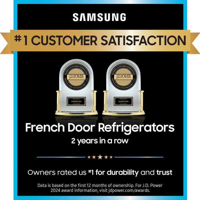 Samsung - 27 cu. ft. 3-Door French Door Counter Depth Smart Refrigerator with Dual Auto Ice Maker - Fingerprint Resistant Stainless Look - new