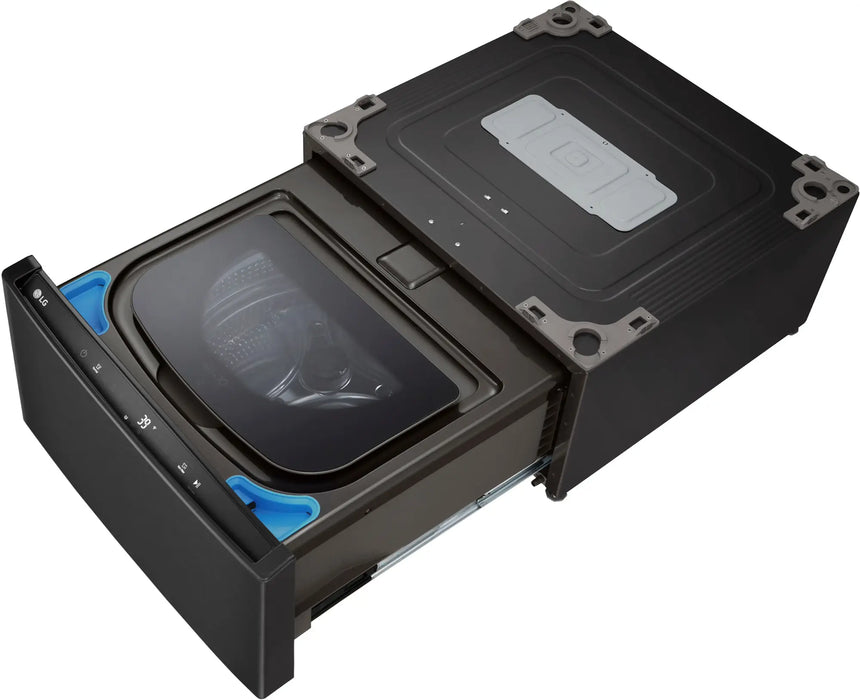 LG - SideKick 1.0 Cu. Ft. High-Efficiency Smart Top Load Pedestal Washer with 3-Motion Technology - Black Steel - used_good