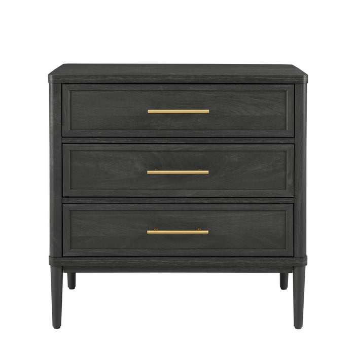 Better Homes & Gardens Oaklee 3 Drawer Nightstand with USB, Charcoal Finish - new