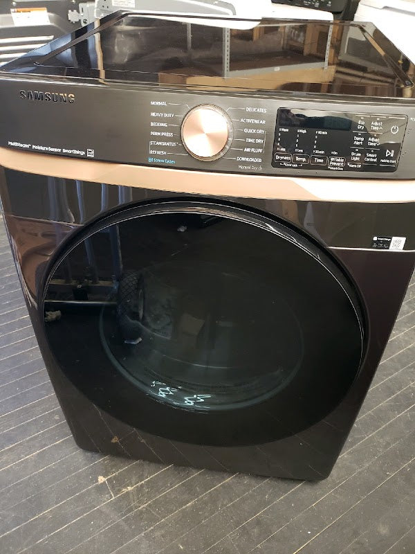 Samsung - 7.5 Cu. Ft. Stackable Smart Electric Dryer with Steam and Sensor Dry - Brushed Black - display_model