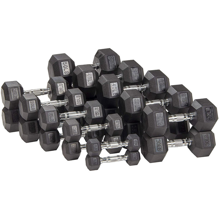BalanceFrom Rubber Hex Dumbbells, 25lb Pair, Black - new