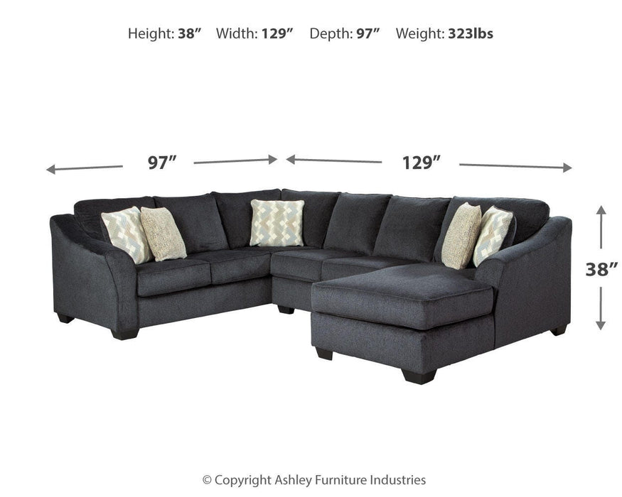 Eltmann Slate Eltmann 3-Piece Sectional with Chaise