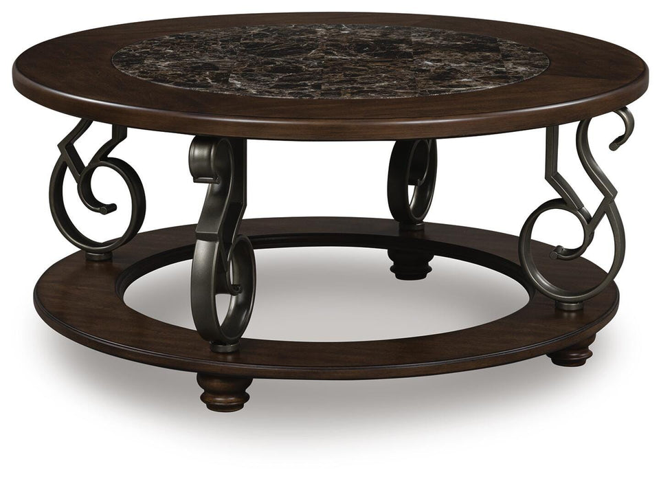 Frallyn Dark Brown Round Cocktail Table