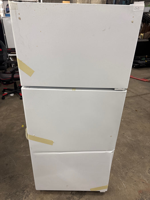 GE - 16.6 Cu. Ft. Top-Freezer Refrigerator with Edge-to-Edge Glass Shelves - White - open_box