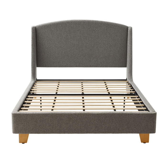 Better Homes & Gardens Windsor Platform Bed with Wingback Headboard, Queen, Gray Boucle - new