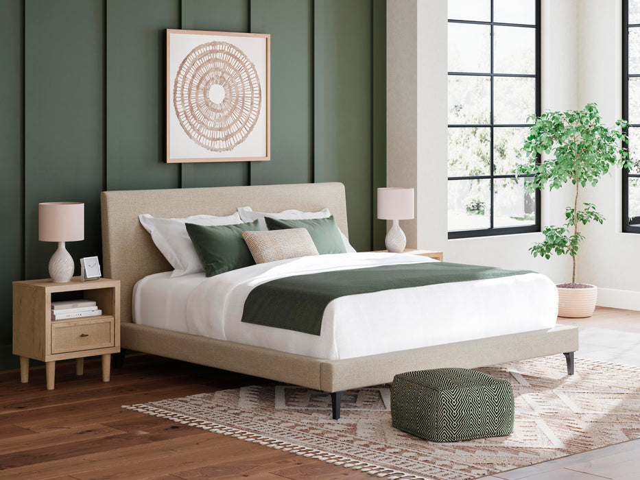 Cielden Soft Gray King UPH Bed w/Roll Slats