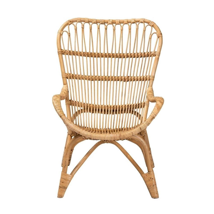 Baxton Studio Earvin Modern Bohemian Natural Brown Rattan Armchair - open_box