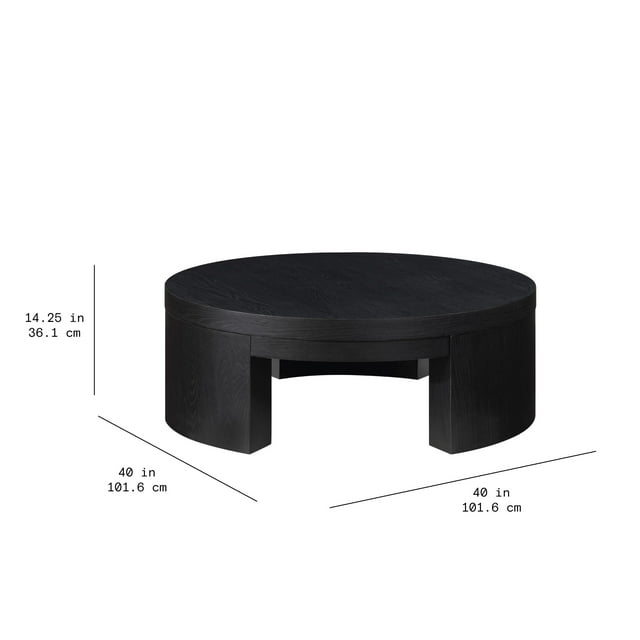 Beautiful Mod Round Coffee Table by Drew Barrymore, Black Wood Finish - open_box