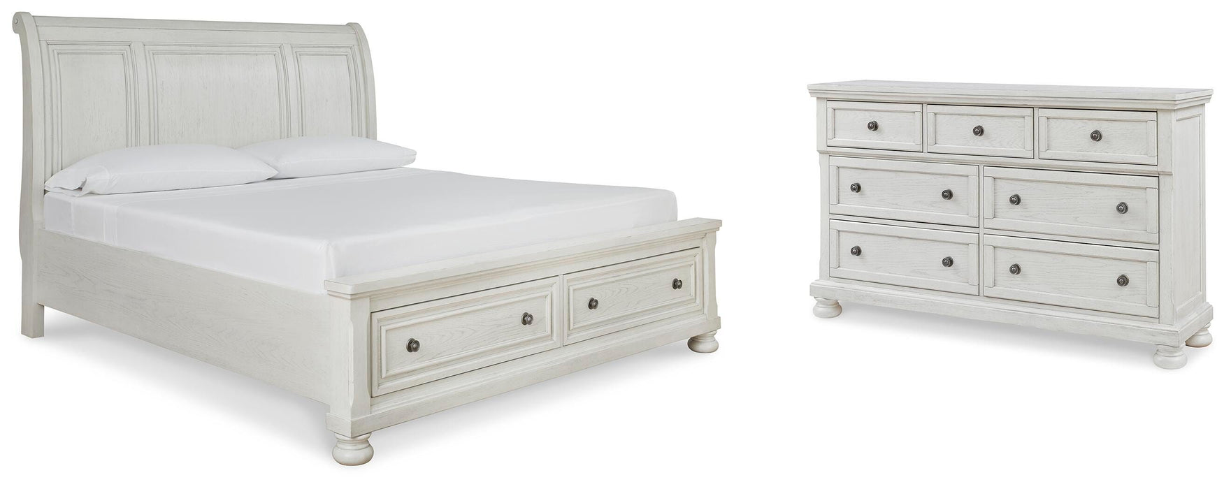 Robbinsdale Antique White Sleigh Bedroom Collection