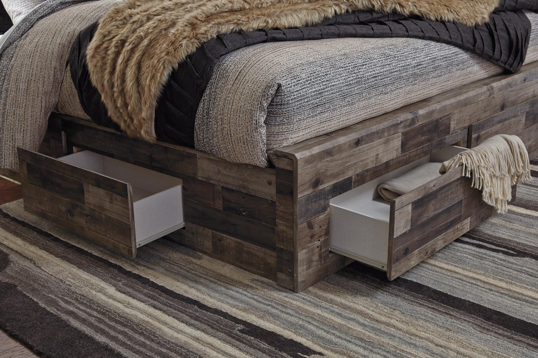 Derekson Multi Gray Derekson King Panel Bed with 6 Storage Drawers