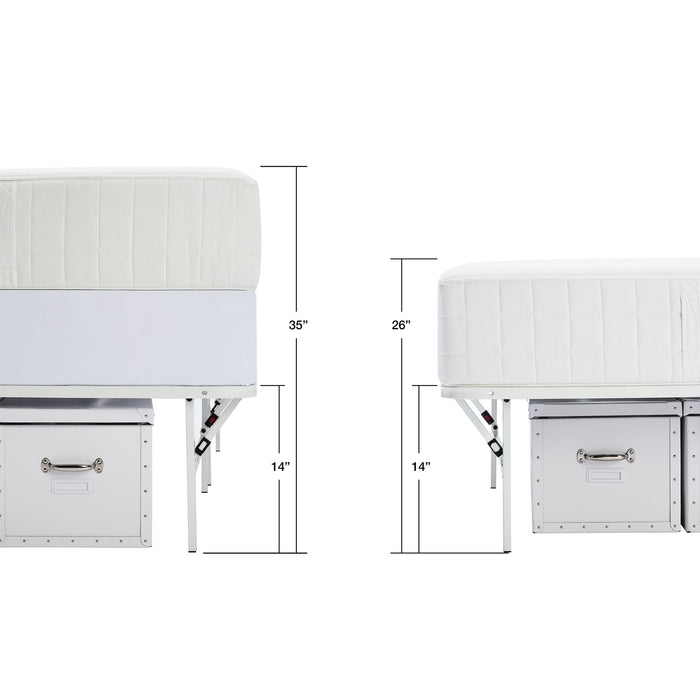 Mainstays Twin XL 14 High Profile Foldable Steel Platform Bed Frame with Storage Space Under Frame, - new