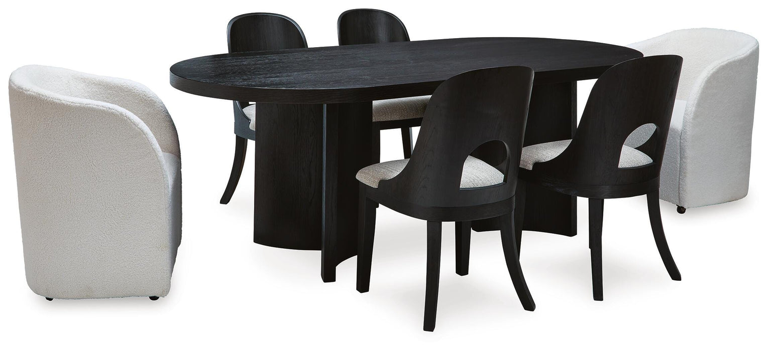 Rowanbeck Black Rowanbeck Dining Table and 6 Chairs