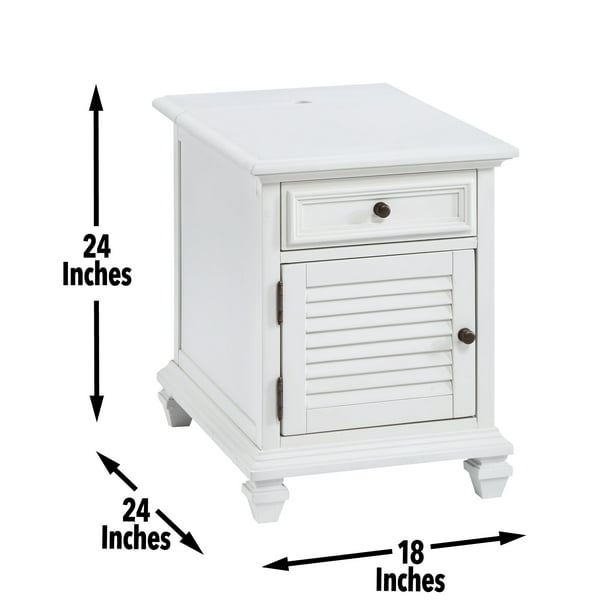 Charlestown Modern Farmhouse Soft White Wood Storage End Table with USB - new