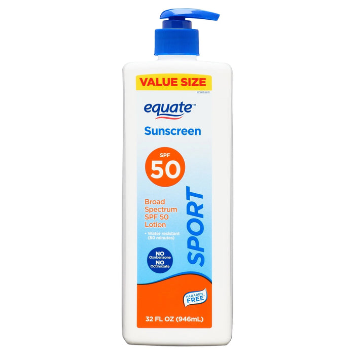 Equate Sport Broad Spectrum SPF-50 Sunscreen Lotion, 32 fl oz (Value Size) - new