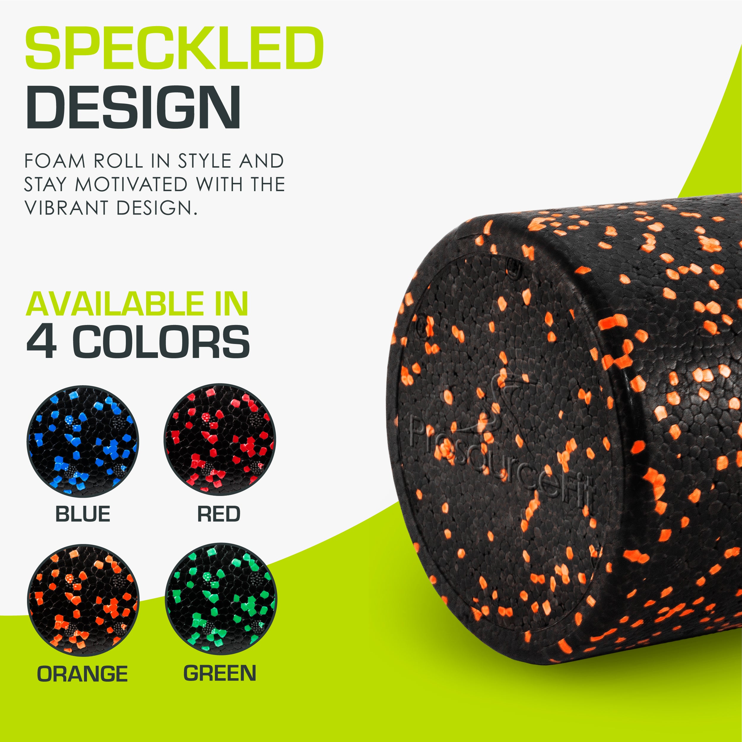 ProsourceFit High Density Speckled Foam Roller 12x6-in, Black/Orange - open_box