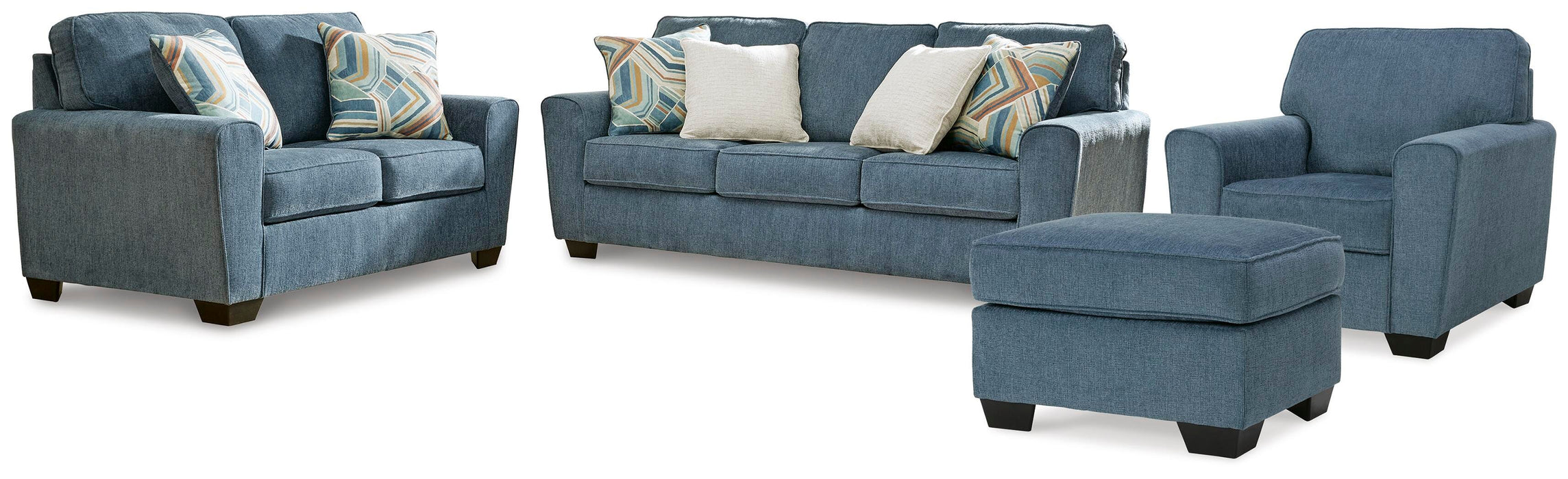 Cashton Blue Cashton Sofa, Loveseat, Chair and Ottoman