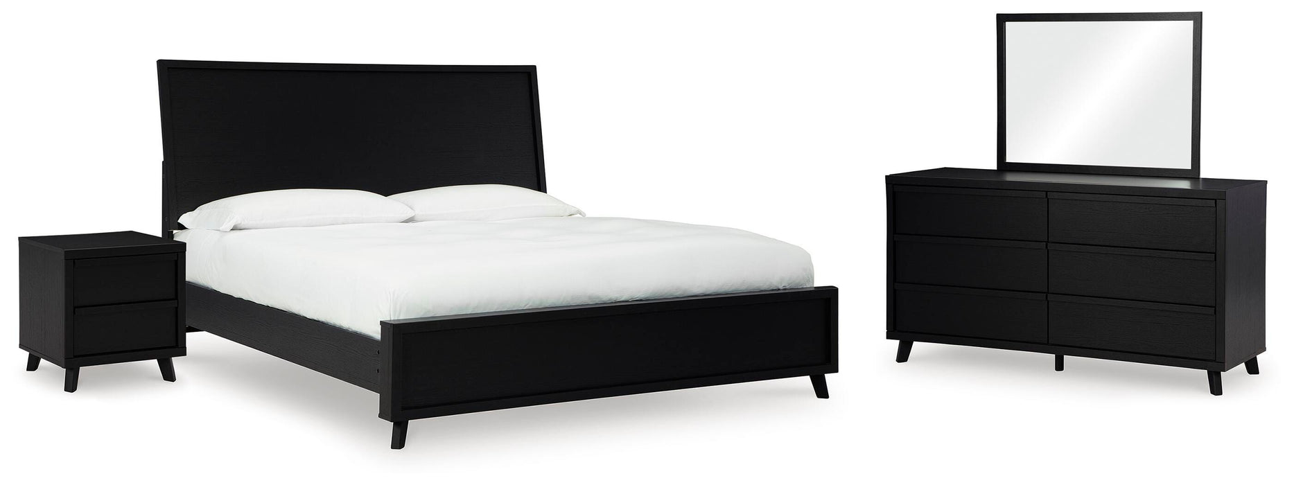 Danziar Black Danziar Queen Panel Bed, Dresser, Mirror and Nightstand