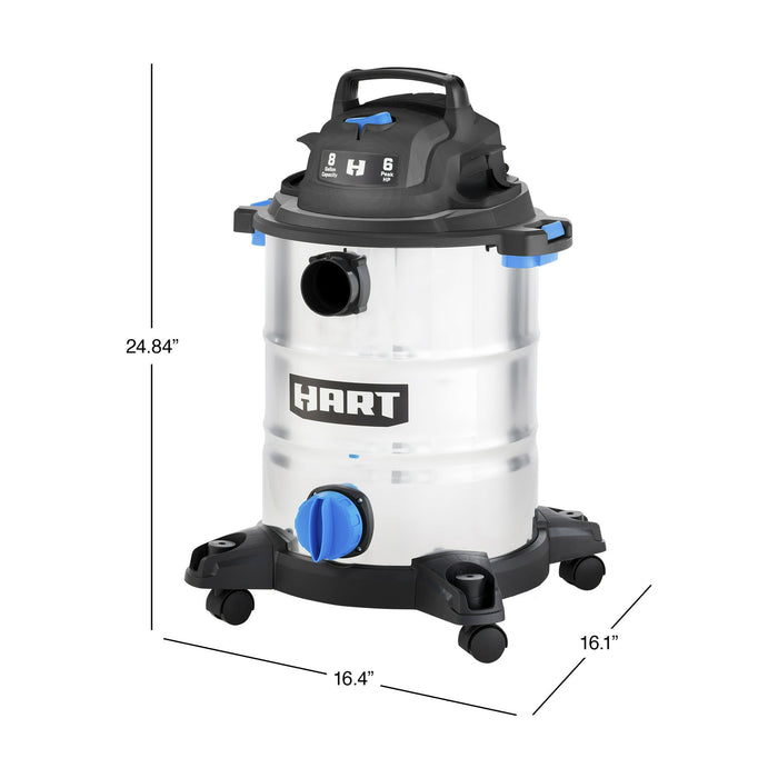 HART VOC812SF 3703 8 Gallon 6 Peak HP Stainless Steel Wet/Dry Vacuum - new