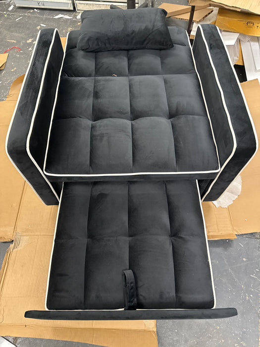 Dinosisco 3-in-1 Convertible Chair Bed, Sleeper Chair Lounge Chair Indoor, Modern Single Pull Out Couch for Living Room, Black Velvet - new