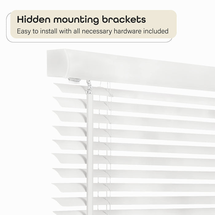 Cordless Light Filtering Mini Blind - 54 Inch Width and 64 Inch Length, 1" Slat Size - Pearl White - Cordless GII Morningstar Horizontal Windows Blinds for Interior by Achim Home Decor - new
