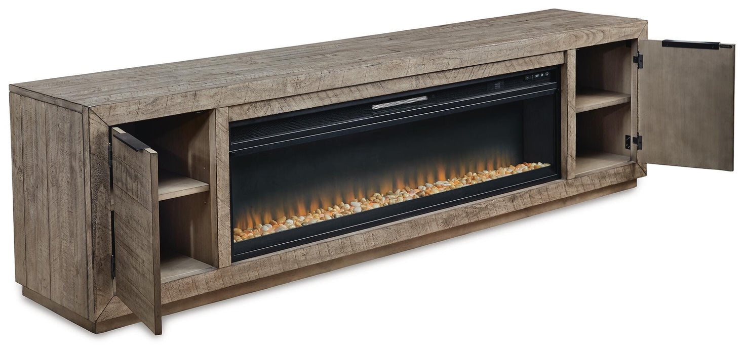 Krystanza Weathered Gray Krystanza TV Stand with Electric Fireplace