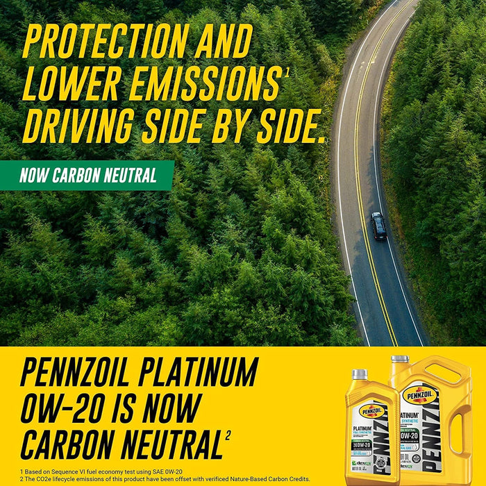 Pennzoil Platinum Full Synthetic 0W-20 Motor Oil, 5 Quart-Pack of 6 - open_box