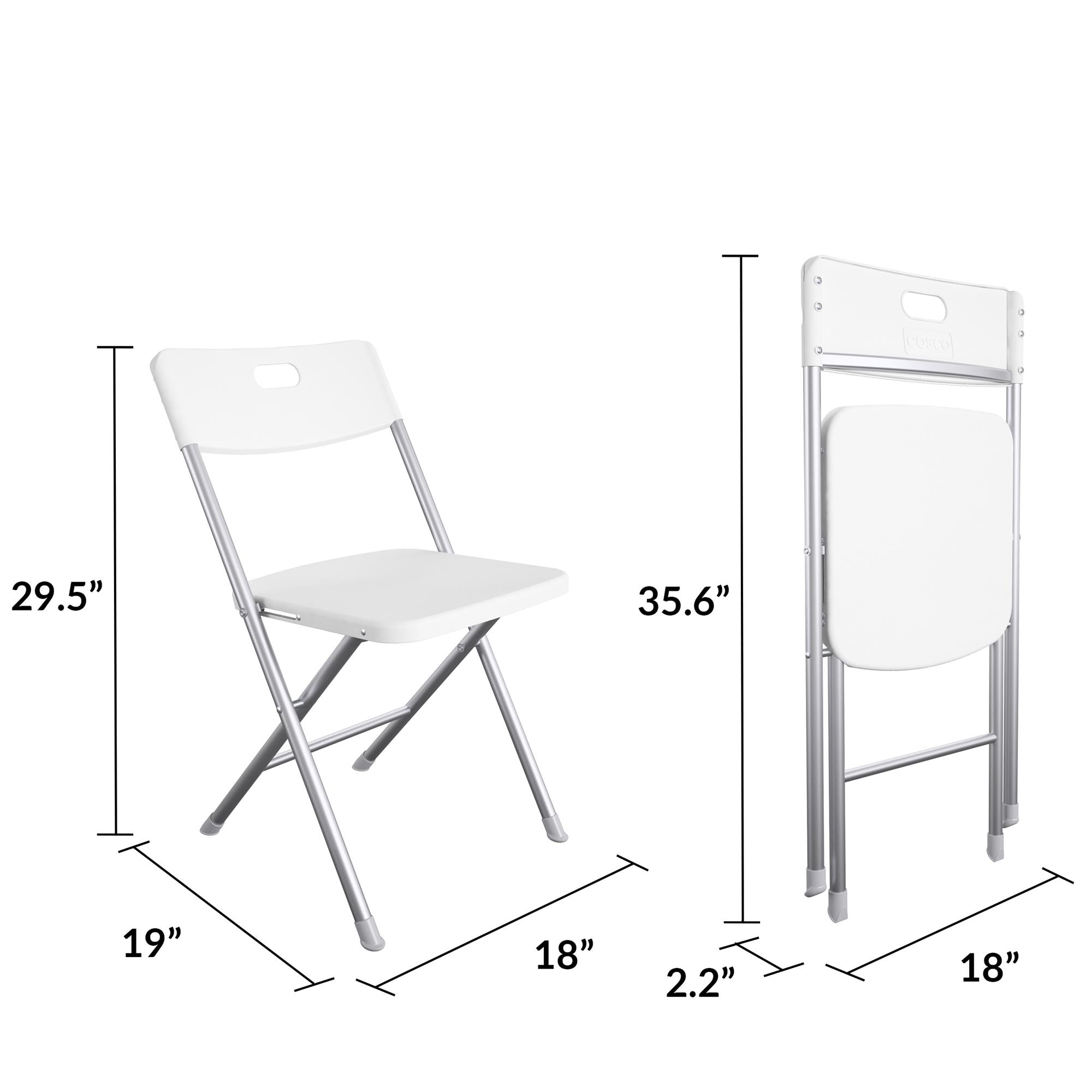 Mainstays Resin Seat & Back Folding Chair, White, 4-Pack - open_box