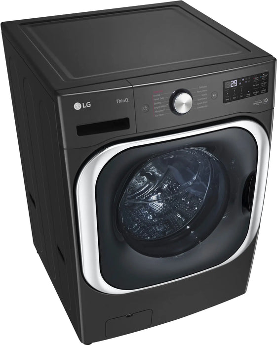 LG - 5.2 Cu. Ft. High-Efficiency Stackable Smart Front Load Washer with Steam and TurboWash - Black Steel - new