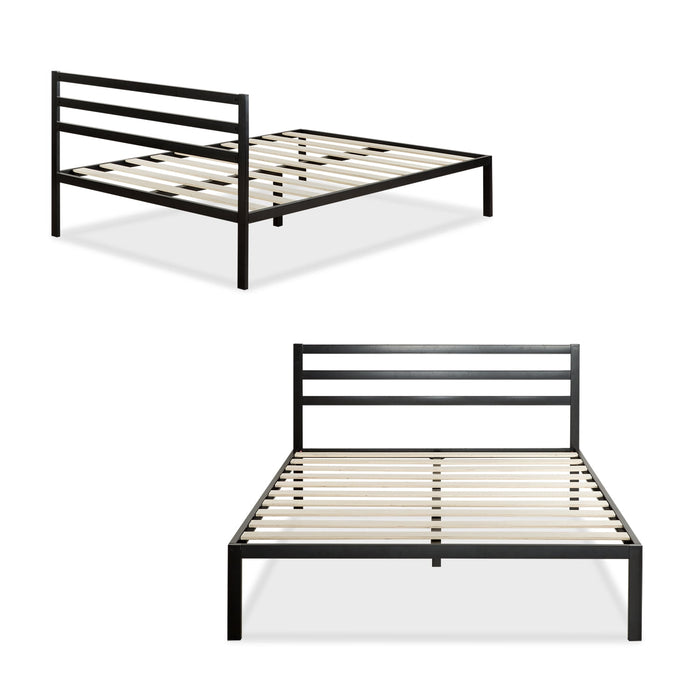 Zinus Mia 38" Metal Platform Bed Frame with Headboard, Queen - new