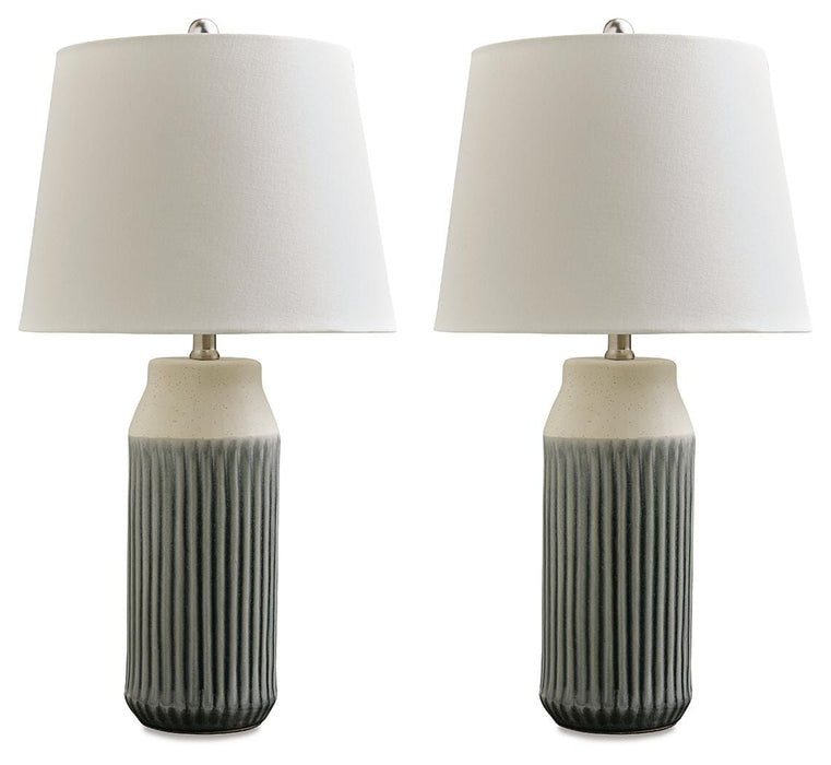 Afener Blue/Beige Ceramic Table Lamp (Priced Per Item, Must Order 2, 4, 6, or 8)