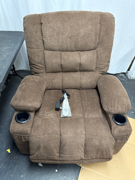 JONPONY Massage Swivel Rocker Recliner Chair with Vibration Massage and Heat Ergonomic Lounge Chair for Living Room with Rocking Function and Side Pocket, 2 Cup Holders, USB Charge Port,Brown - new