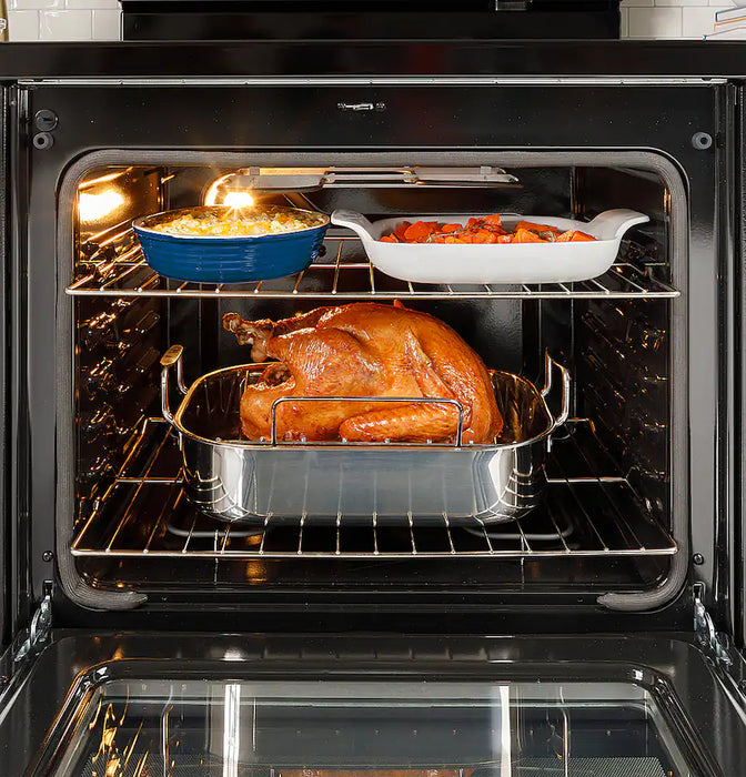 GE - 5.3 Cu. Ft. Freestanding Electric Range with Steam Cleaning and 4 Burner Radiant Cooktop - Stainless Steel - new