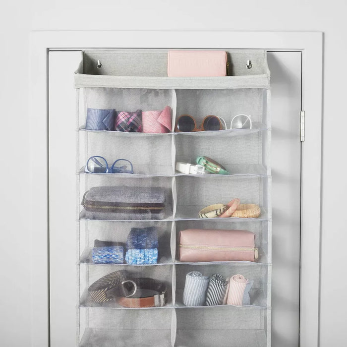 XL Mesh Hanging Shoe Organizer Gray - Brightroom - new