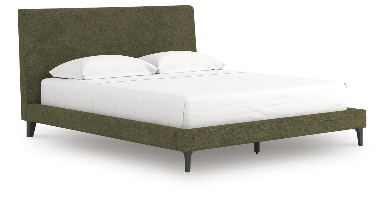 Zadilyn Sage Green Cal King UPH Bed w/Roll Slats