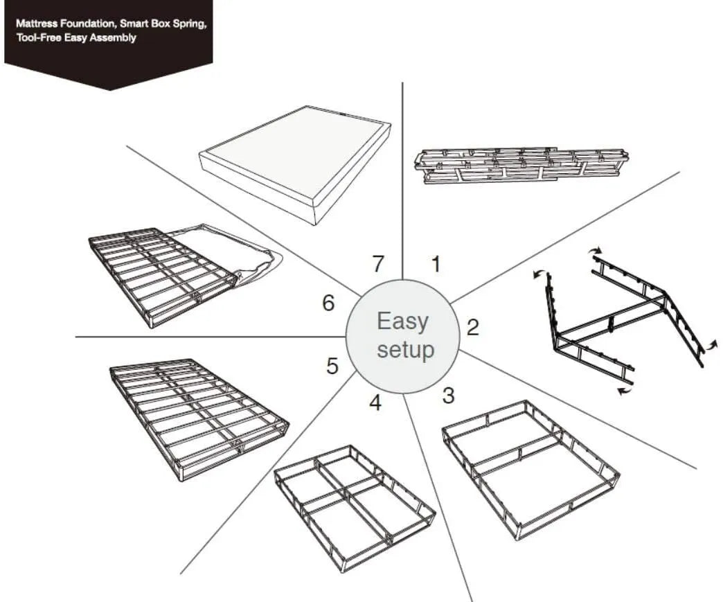 Box Spring Bed Base, 5 Inch Mattress Foundation, King - open_box