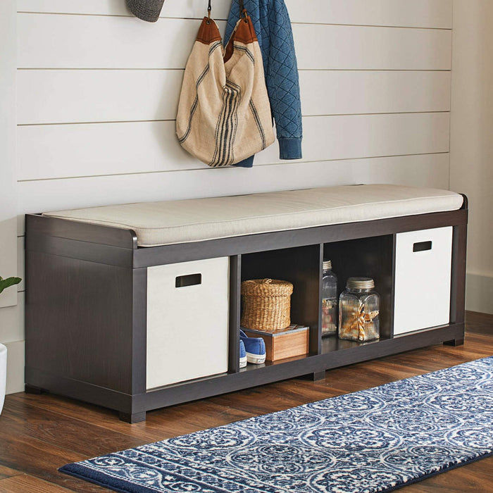 Better Homes & Gardens 4-Cube Shoe Storage 58.39 Bench, Espresso - open_box