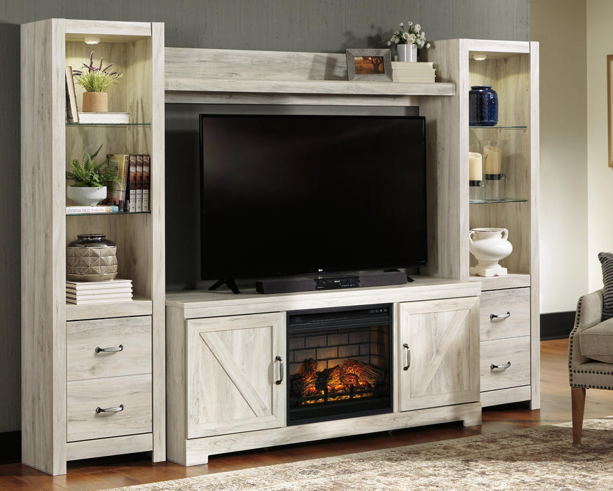 Bellaby Whitewash Bellaby 4-Piece Entertainment Center with Electric Fireplace