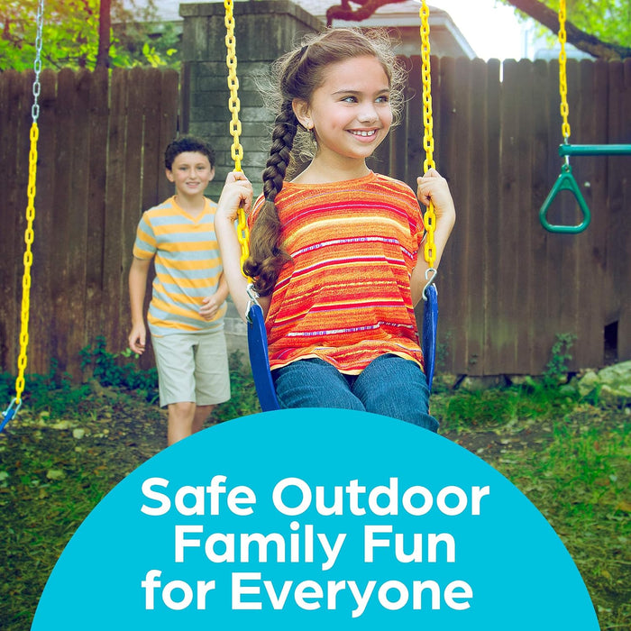 Jungle Gym Kingdom Swing Seat Heavy Duty 66" Chain Plastic Coated - Playground Swing Set Accessories Replacement with Snap Hooks (Blue) - new