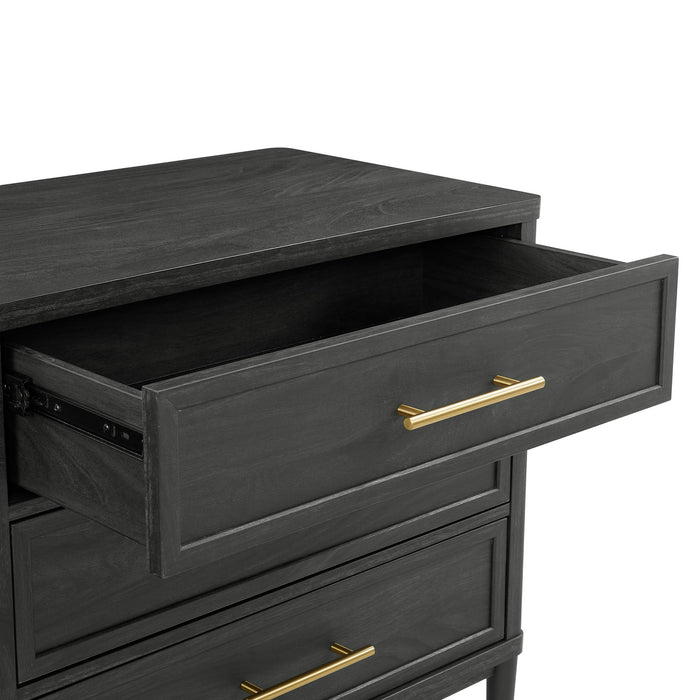 Better Homes & Gardens Oaklee 3 Drawer Nightstand with USB, Charcoal Finish - new