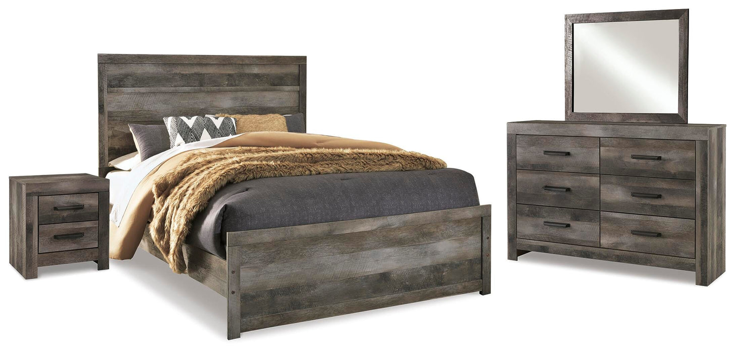 Wynnlow Gray Wynnlow Queen Panel Bed with Mirrored Dresser and Nightstand