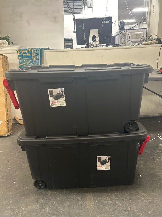 Sterilite Extra Large Storage Bin, 40 Gallon Wheeled Plastic Storage Container with Handle, Black - new