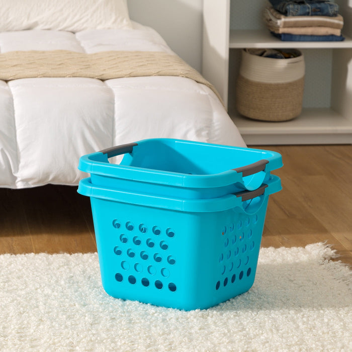Sterilite 1.5 Bushel Square Plastic Laundry Basket, Adult, Teal - use_like_new