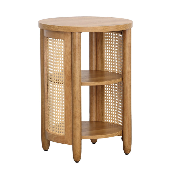 Better Homes & Gardens Springwood Caning Side Table, Light Honey Finish - new