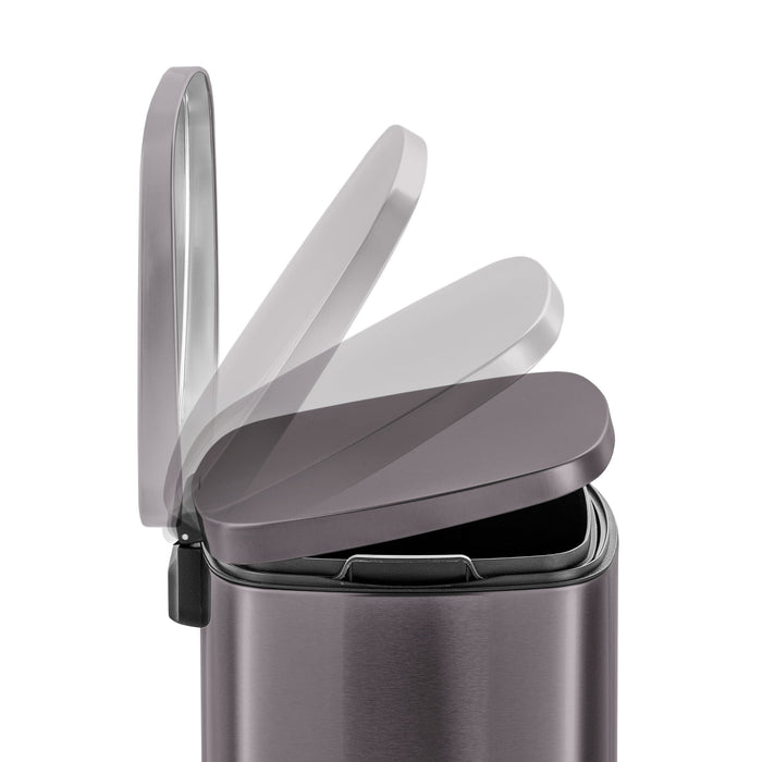 Qualiazero 13.2 Gallon Trash Can, Rectangular Step On Kitchen Trash Can, Black Stainless Steel - display_model