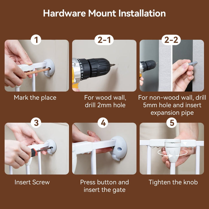 Baby Gates, 8Panel 198" Extra Wide 30" Tall Baby Gates Fireplace Fence Toddler Playard, White - new