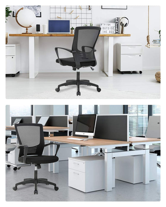 Home Office Chair Ergonomic Desk Chair Mesh Computer Chair Lumbar Support Modern Executive Adjustable Rolling Swivel Chair Comfortable Mid Black Task Chair, Black - new